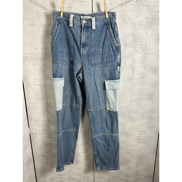 PacSun women’s jeans, high waisted patchwork cargo barrel cut packets streetwear - Picture 1 of 10